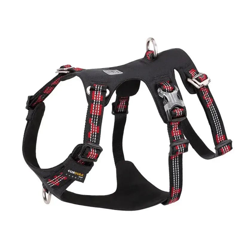Harnais pour chien anti traction Winhyepet Redrock en tissu Cordura rouge et noir
