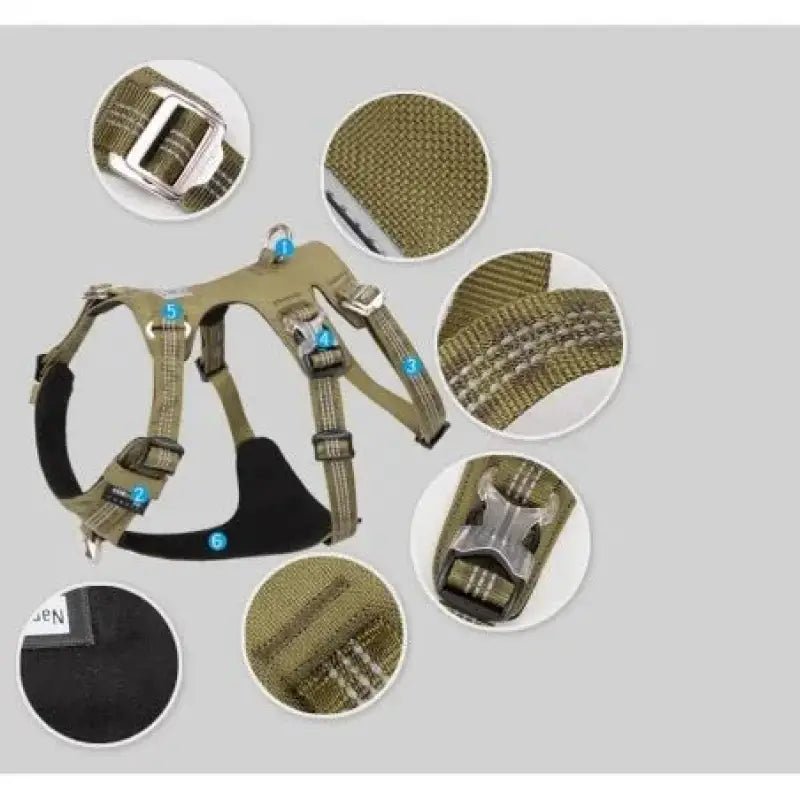 Harnais pour chien anti traction Winhyepet Redrock en tissu Cordura vert olive avec réglages