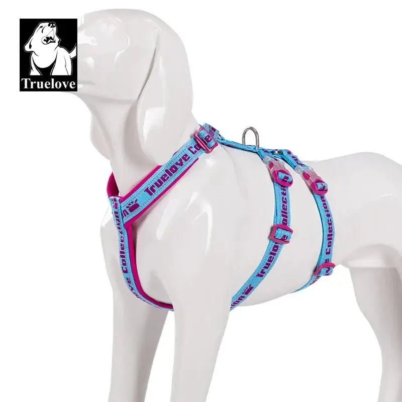 Harnais pour chien anti fugue Truelove double H réfléchissant en néoprène SBR blanc et rose