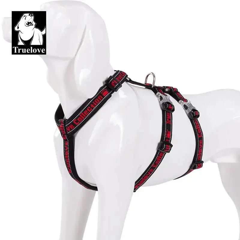 Harnais pour chien Truelove TLH6571 en néoprène SBR avec doublure néoprène, reflet rouge et noir