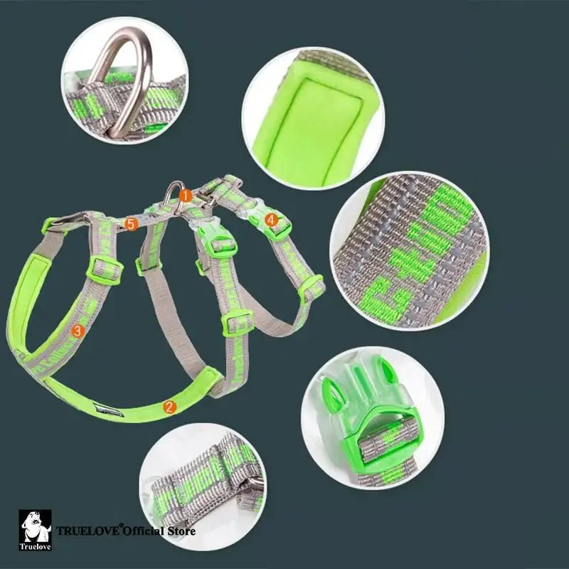 Harnais pour chien Truelove TLH6571 en néoprène SBR, doublure néoprène, refletant