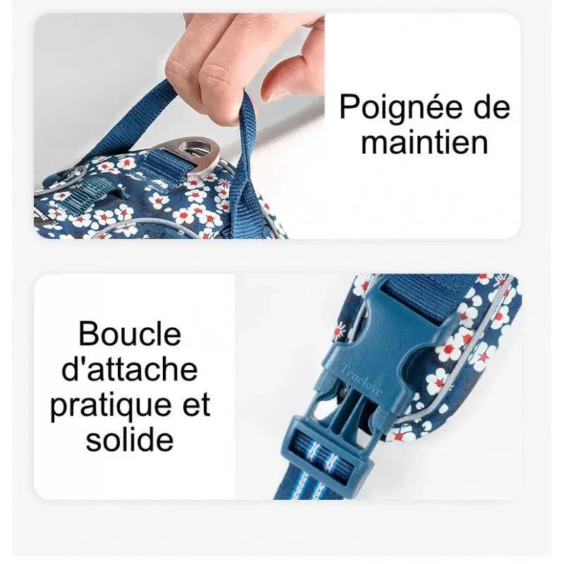 Harnais Truelove Country Plus motif fleuri avec poignée et boucle pour chien stylé