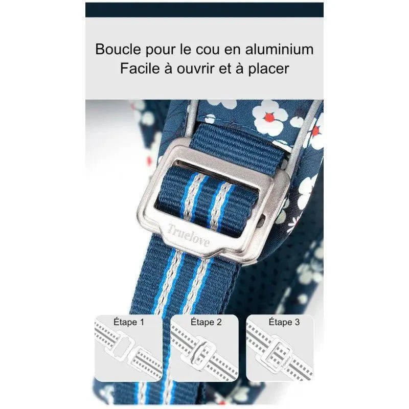 Harnais Truelove Country Plus motif fleuri pour chien avec boucle métallique élégante