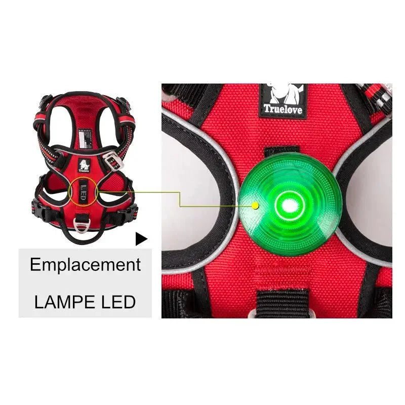 Harnais Truelove Country Plus en Y pour chien avec LED verte, sécurisé et ergonomique