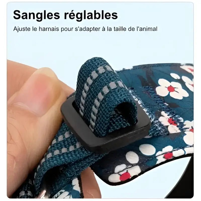 Harnais pour chien floral Truelove en coton doux, ajustable, réfléchissant et sécurisé