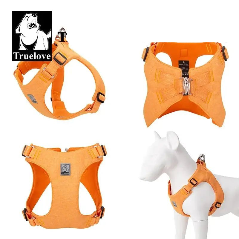 Harnais pour chien Truelove en orange, accessoire pour chien écologique et sécurisé