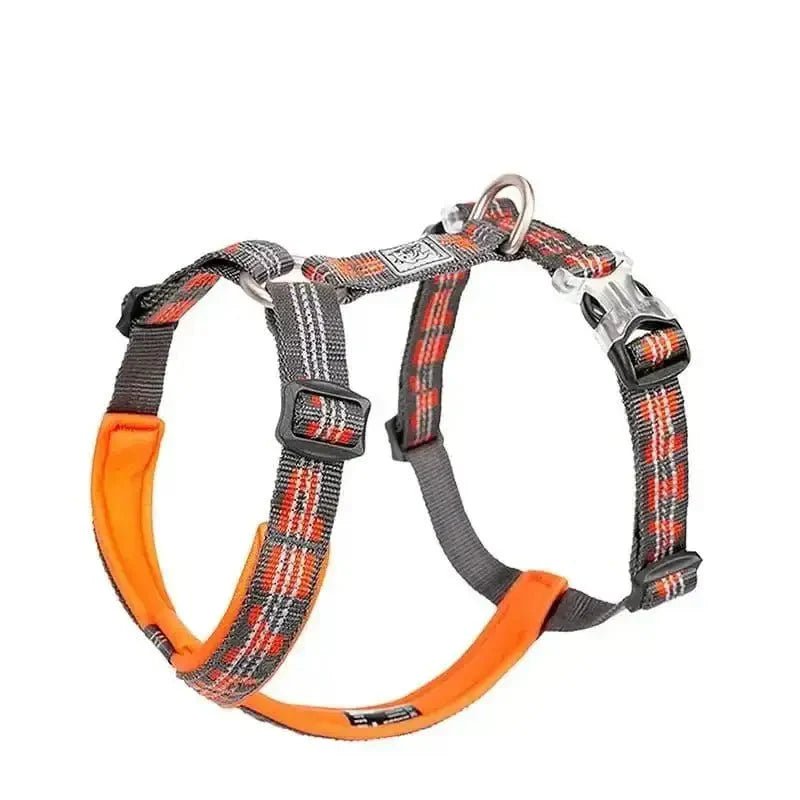 Harnais Truelove en H pour chien réglable avec motif à carreaux et rembourrage orange