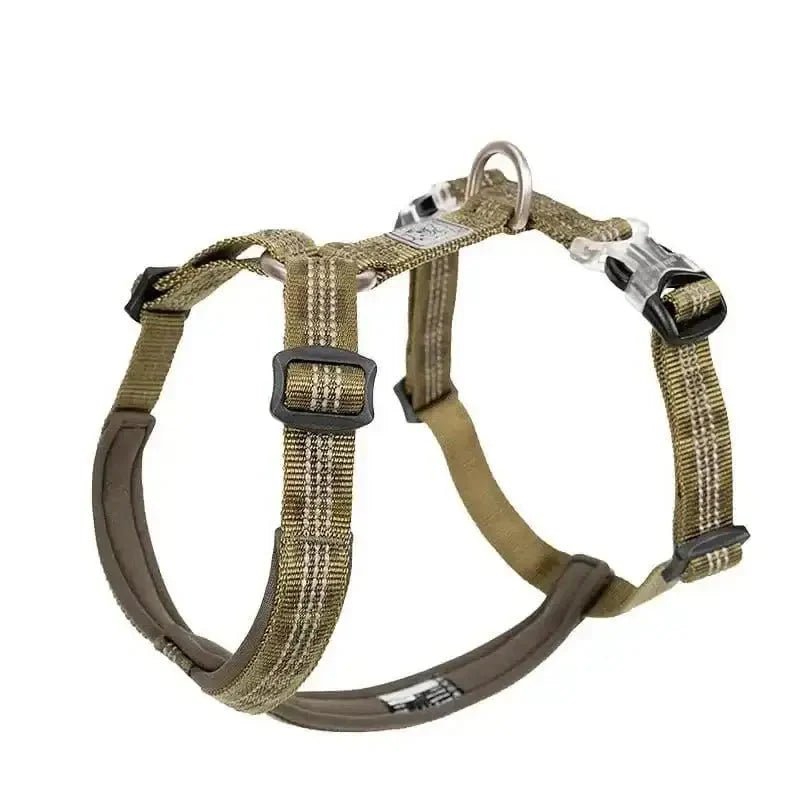 Harnais Truelove en H pour chien réglable en vert olive, confortable et avec attache dorsale
