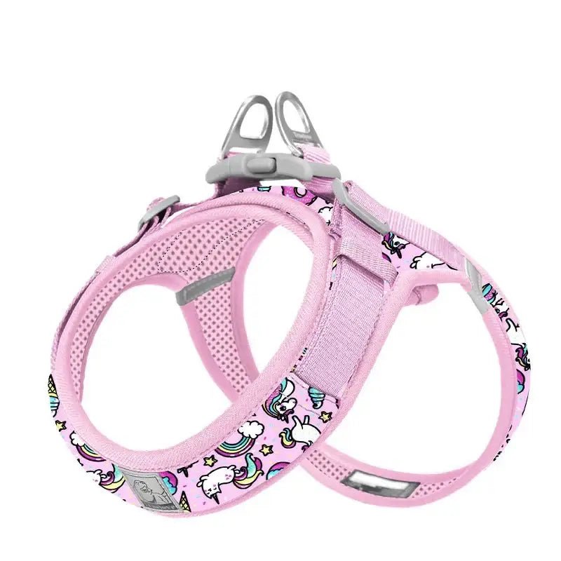 Harnais pour chien Truelove Air-Mesh respirant avec motif licorne et étoiles