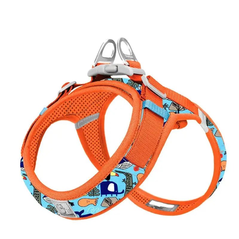Harnais pour chien Truelove Air-Mesh avec motif orange et bleu, gilet rafraîchissant
