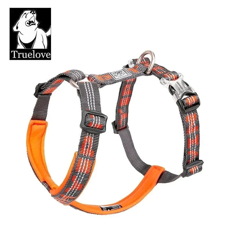 Harnais en H en Nylon Truelove avec padding orange pour chiens, harnais truelove yh1802