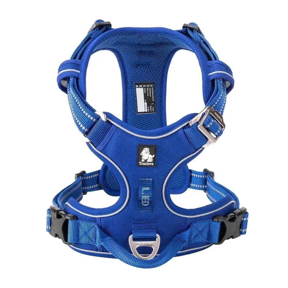 Harnais truelove country bleu pour chien, anti-traction et confort optimal