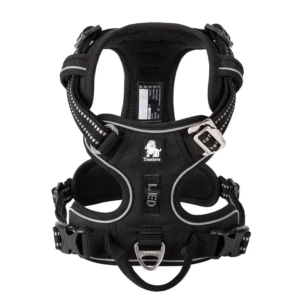 Harnais truelove country noir avec bandes réfléchissantes pour chien, modèle Y Truelove