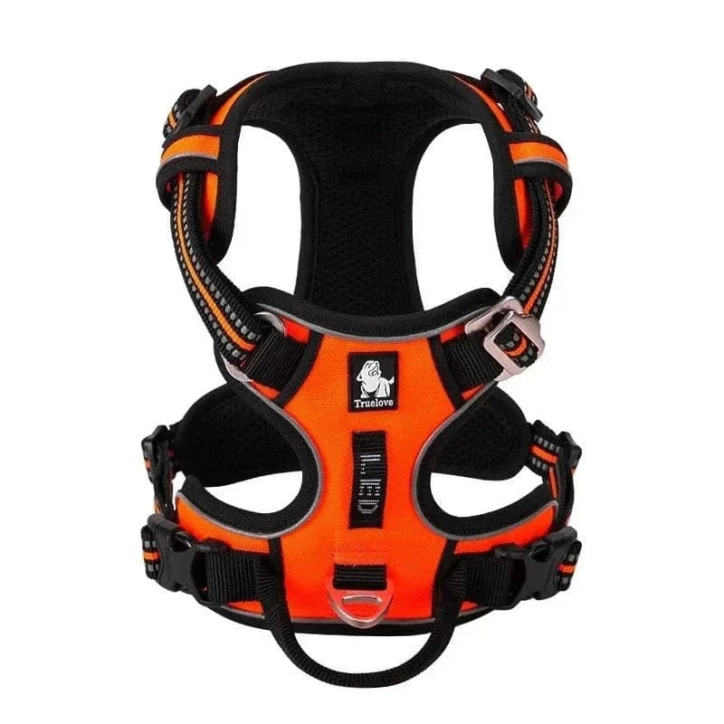 Harnais en Y Truelove Country pour chien orange et noir, anti-traction, harnais truelove