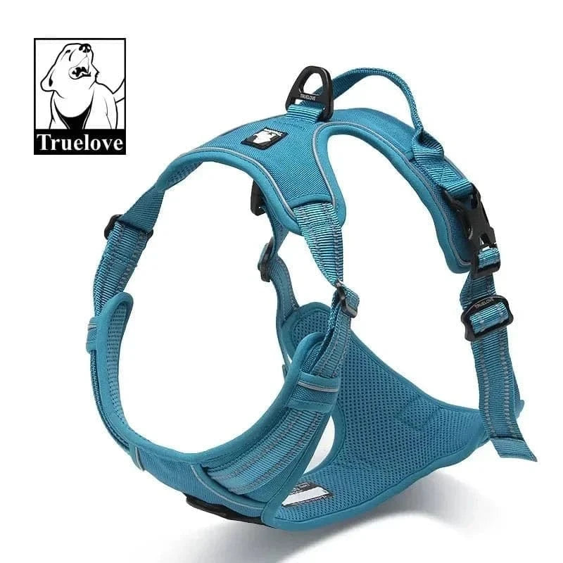 Harnais en Y Truelove Country bleu pour petits chiens ajustement parfait, anti-traction