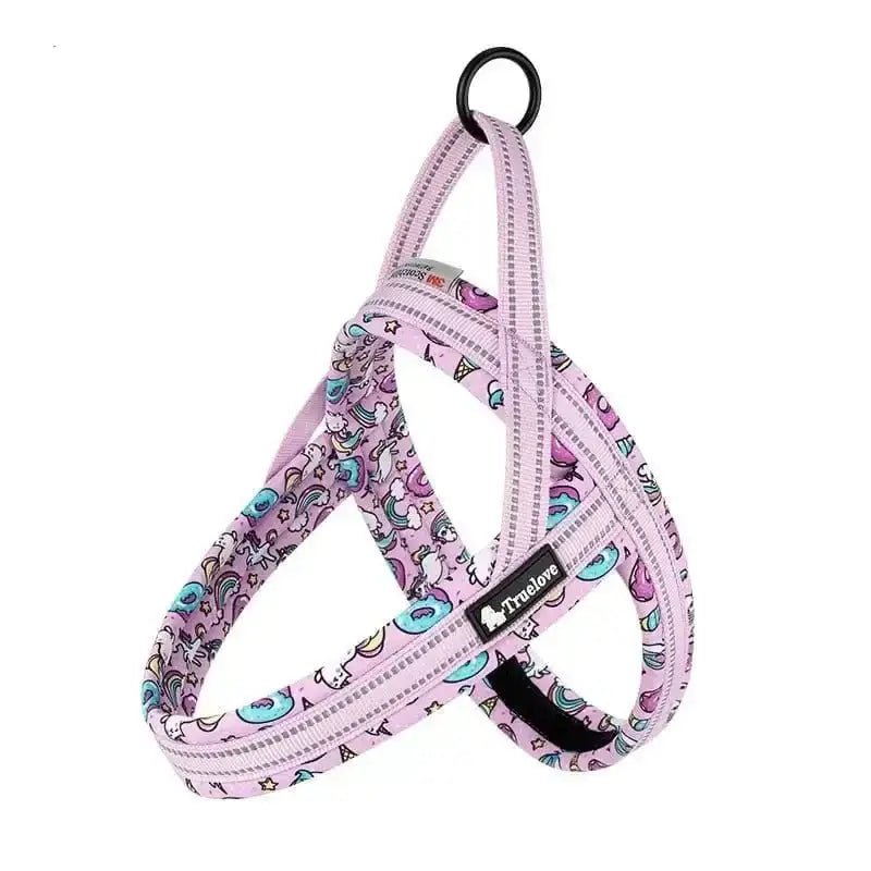 Harnais en T Truelove léger et ajustable pour chien avec motif licorne rose