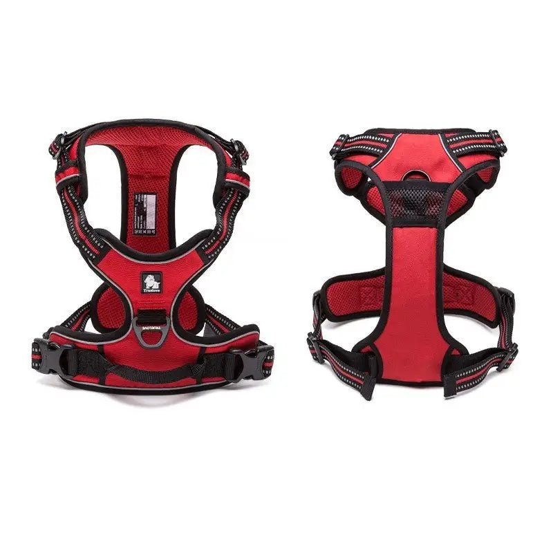 Harnais Truelove Country en Y pour chien, rembourré, ajustable, rouge et noir