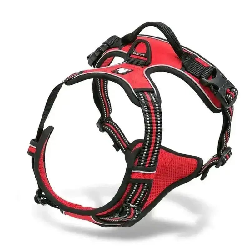 Harnais Truelove Country en Y pour chien, rembourré, ajustable, avec double attache, rouge et noir
