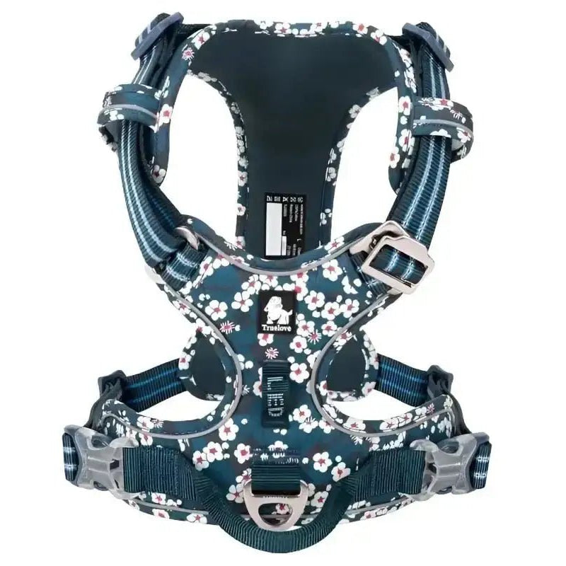 Harnais Truelove Country Plus motif fleuri pour chien stylé, en Y et camouflage fleuri