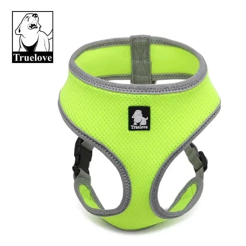 Harnais Truelove en nylon respirant mesh respirant et vert néon pour chien