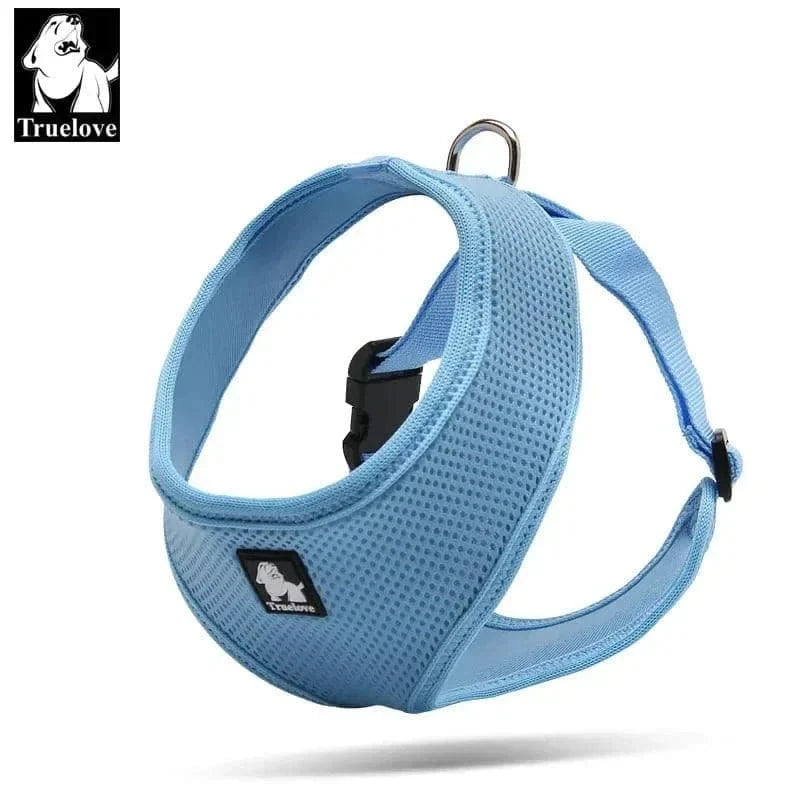 Harnais Truelove en nylon mesh respirant pour chien de couleur bleu clair