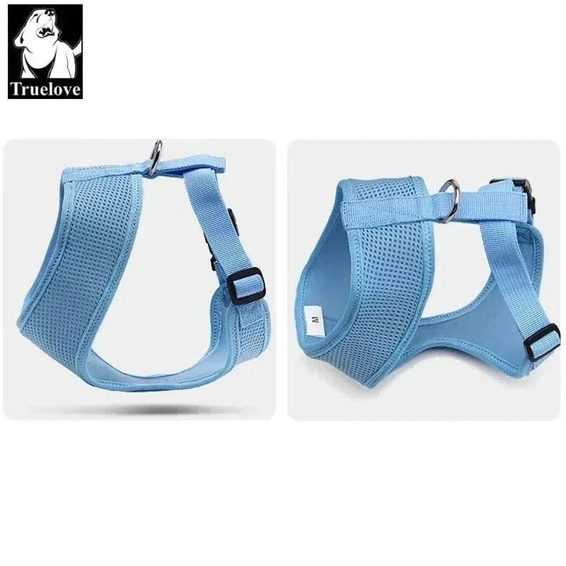 Harnais Truelove en nylon mesh respirant pour chien, bleu clair et léger