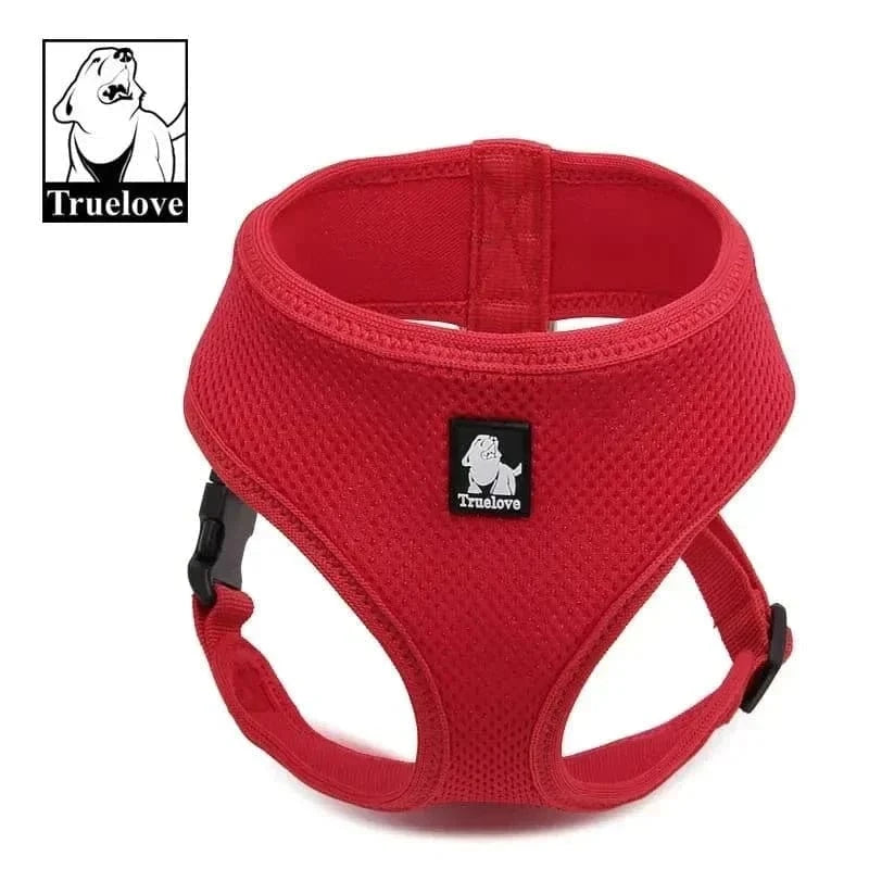 Harnais Truelove en nylon mesh respirant pour chien rouge, confortable et léger
