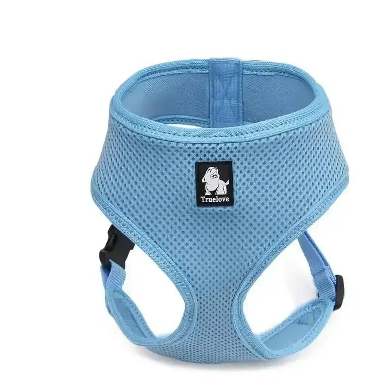 Harnais Truelove léger pour petit chien en maille bleu clair, facile à enfiler