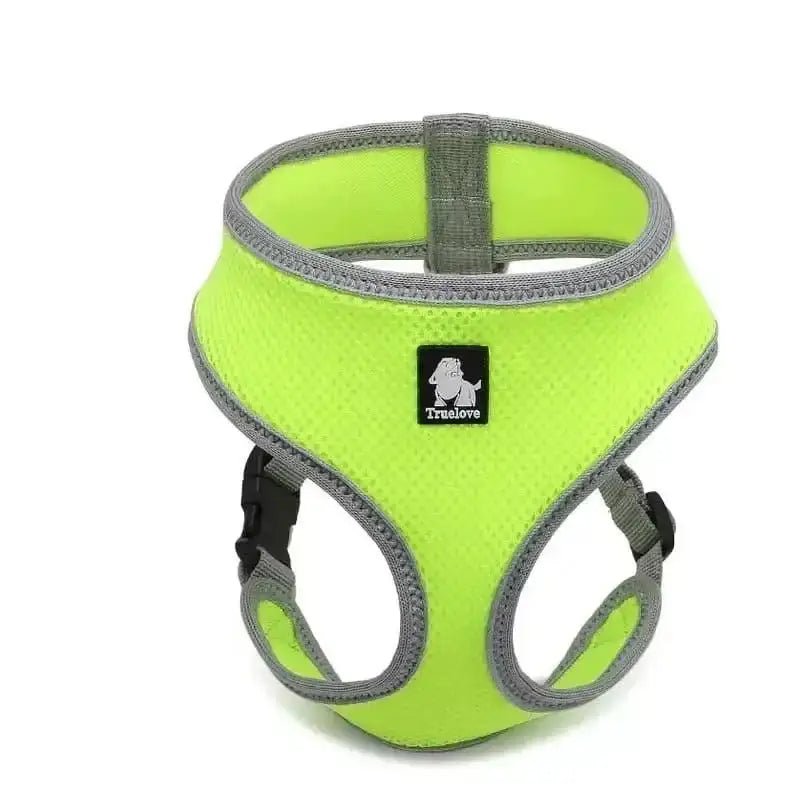 Harnais Truelove léger pour petit chien avec neon vert, gris, facile à enfiler et respirant