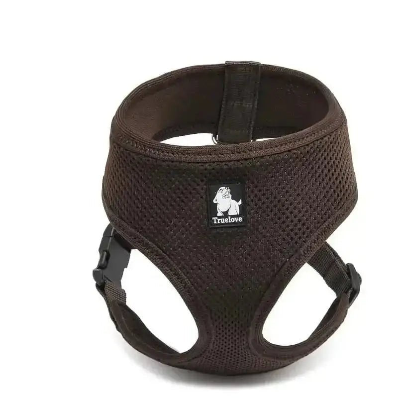 Harnais Truelove léger pour petit chien en mesh brun avec fermeture dorsale sécurisée