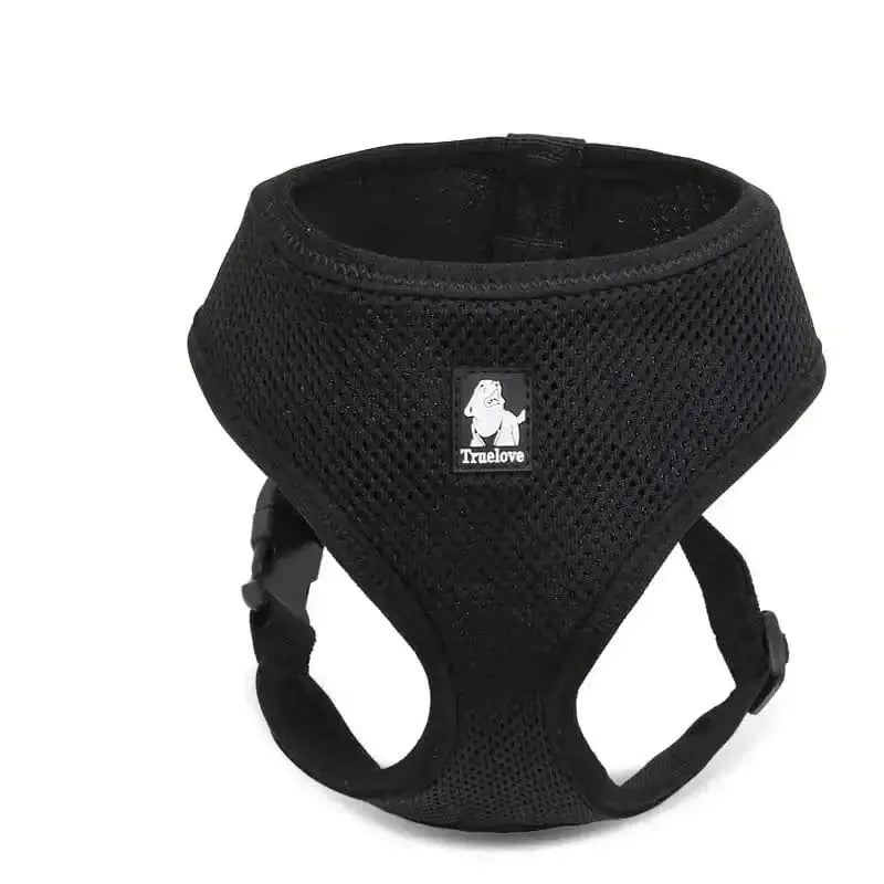 Harnais Truelove léger pour petit chien en maille noire avec fermeture dorsale sécurisée