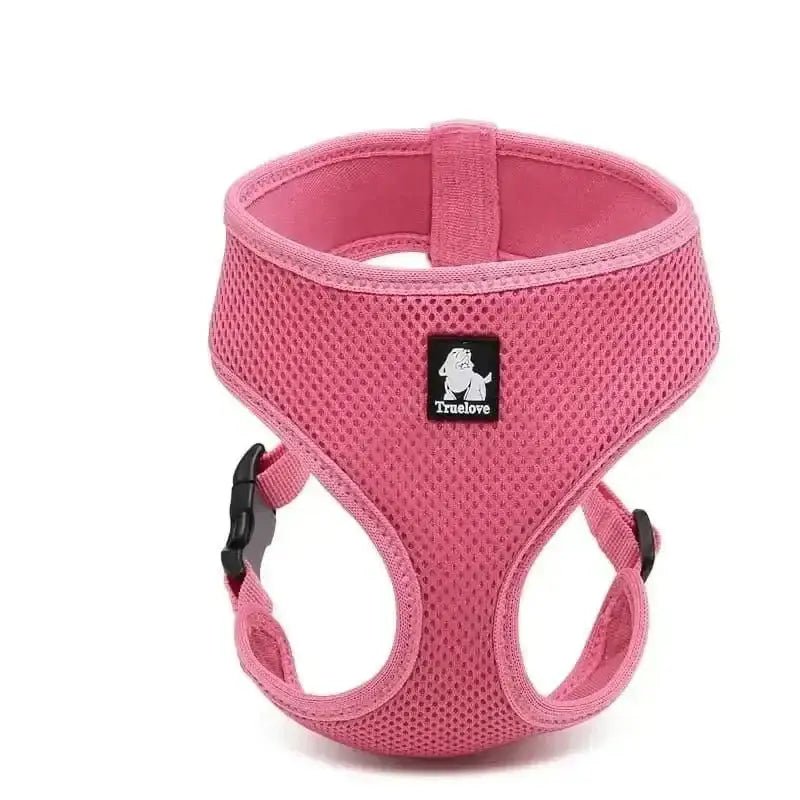 Harnais Truelove léger pour petit chien en mesh rose, facile à enfiler et respirant