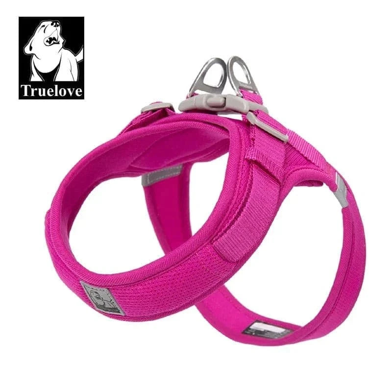 Harnais Truelove rose pour moyens chiens avec bandes réfléchissantes ajustable