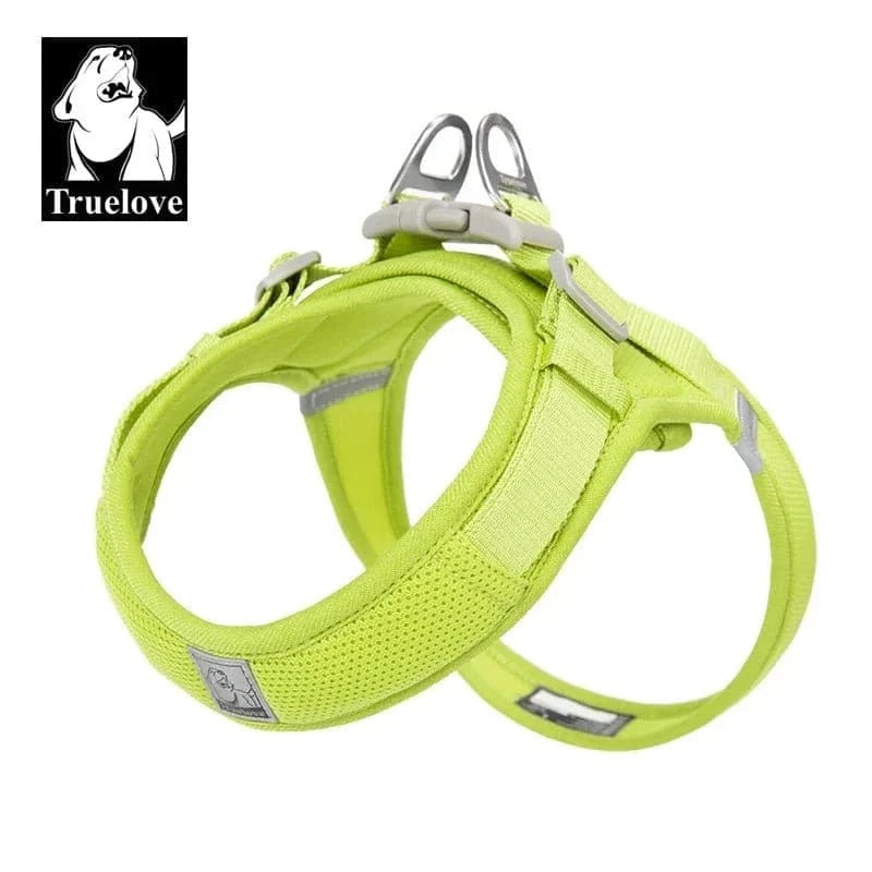 Harnais Truelove Réfléchissant pour moyens chiens en vert citron avec bandes réfléchissantes