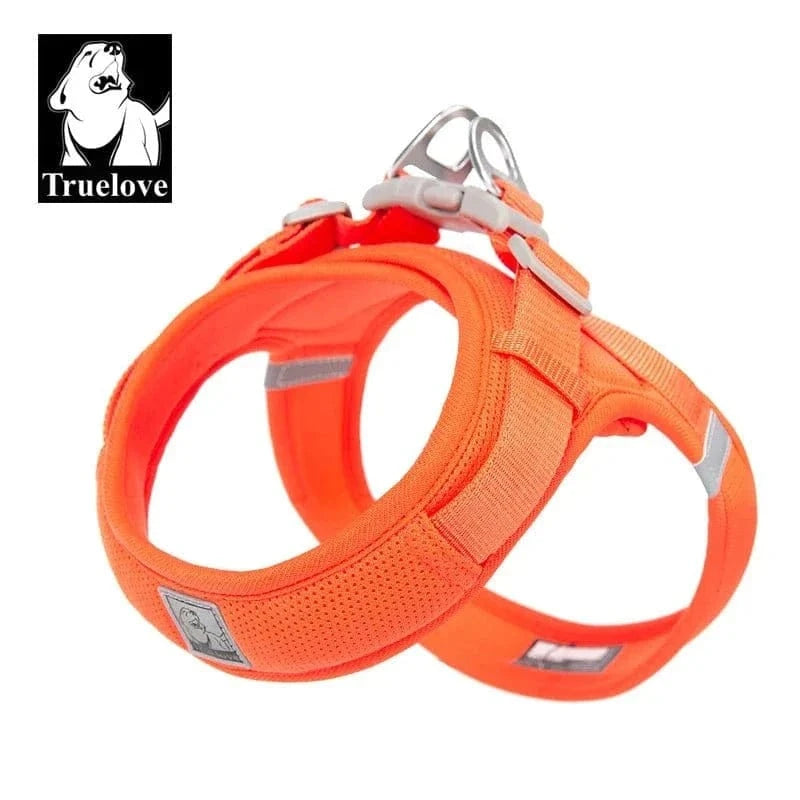 Harnais Truelove pour moyens chiens avec bandes réfléchissantes et style orange cool