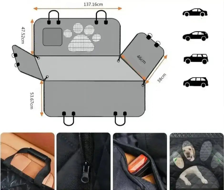 Housse de siège voiture pour chien imperméable avec motif empreinte de patte, protection arrière flexible