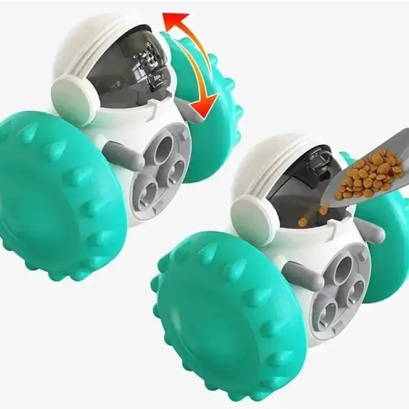 Image d’un jouet distributeur de friandises roulant pour chien, accessoire stimulant pour libérer des croquettes