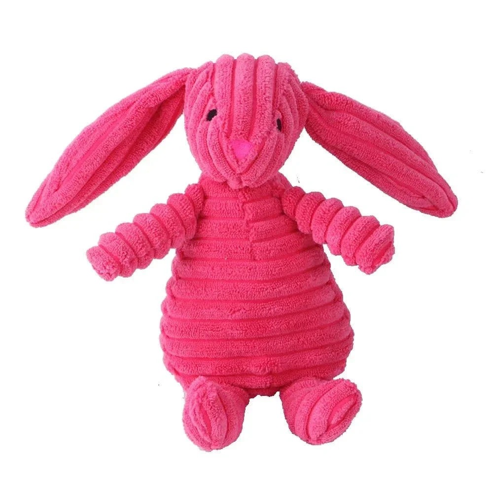 Peluche en velours côtelé rose avec sifflet bb intégré, résistante aux morsures pour bébé