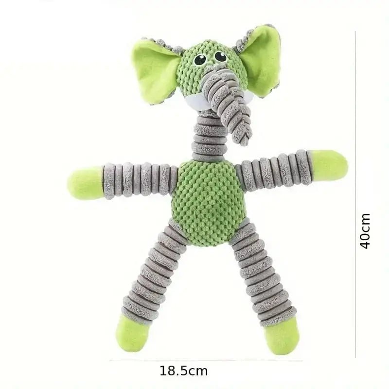 Peluche anti-stress pour chien nerveux, jouet flexible pour chien joueur, éléphant gris et vert