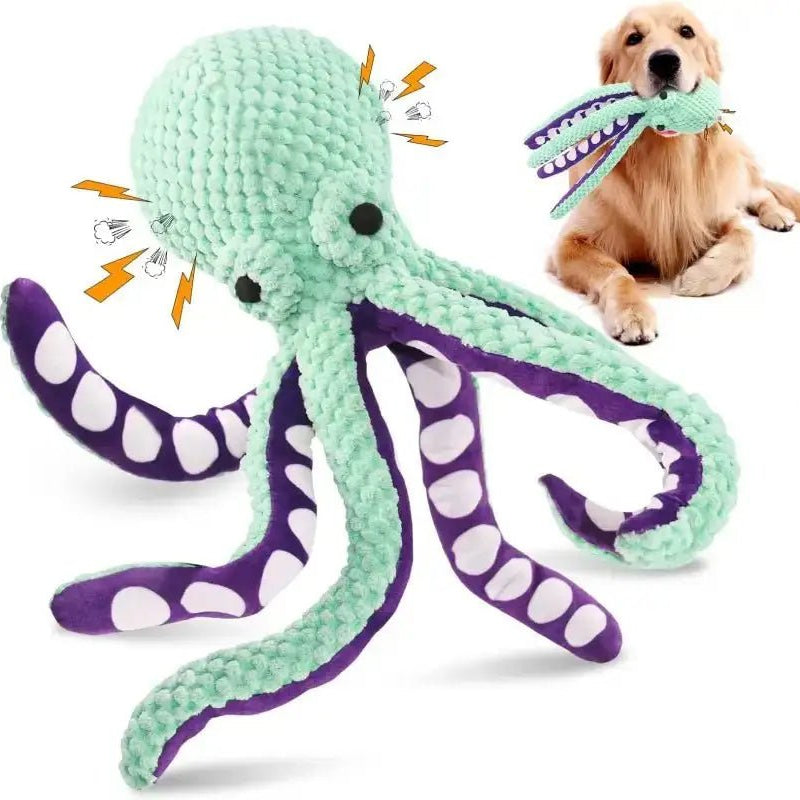 Peluche pieuvre pour chien avec pouic intégré, jouet en forme de pieuvre à secouer