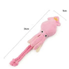 Peluche pieuvre pour chien joueur avec corde résistante et tentacules en plush rose