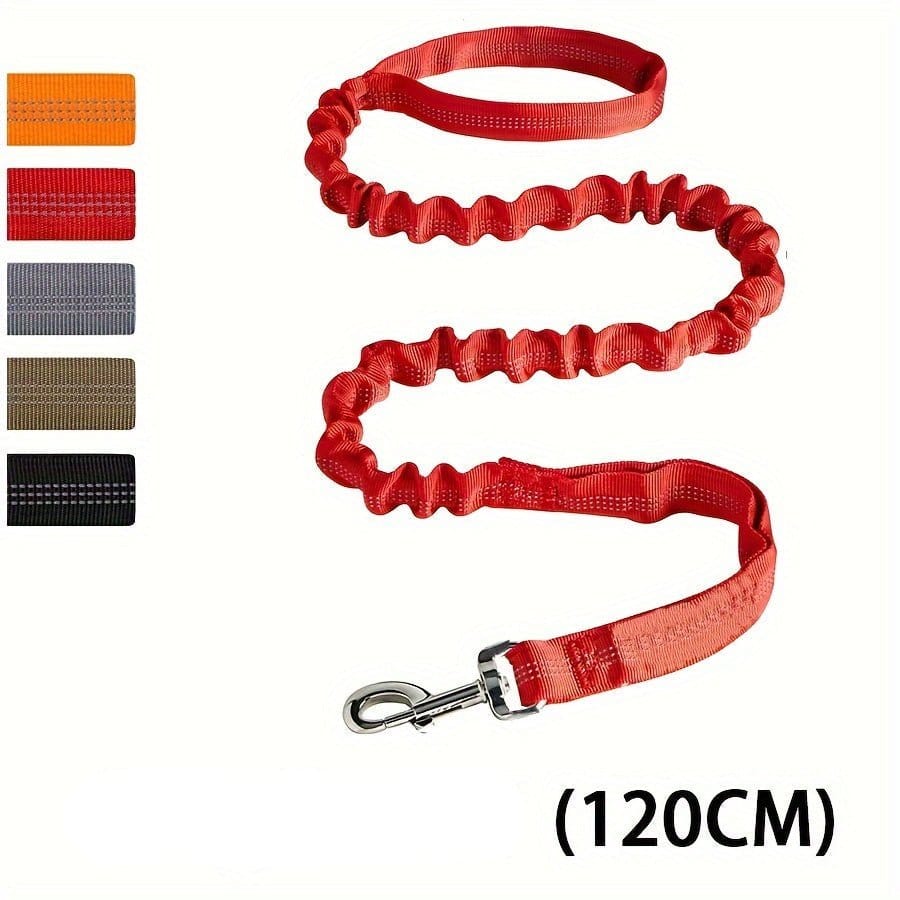 Laisse bungee rouge avec attache ceinture sécurité pour chien, 120 cm, absorbe les chocs