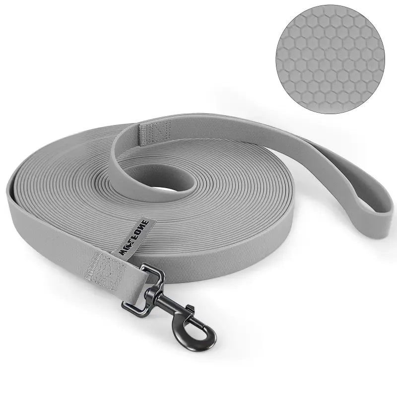 Laisse pour chien grise Wolfone motif hexagonal bicolore avec poignée antidérapante