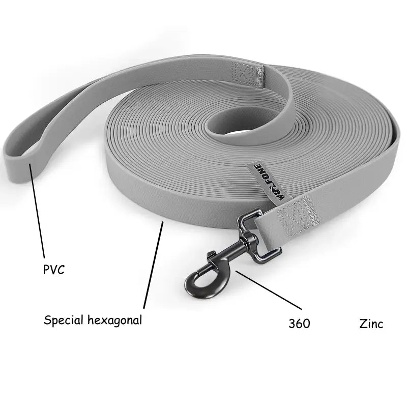 Laisse pour chien grise Wolfone motif hexagonal bicolore avec clip zinc alliage à 360°