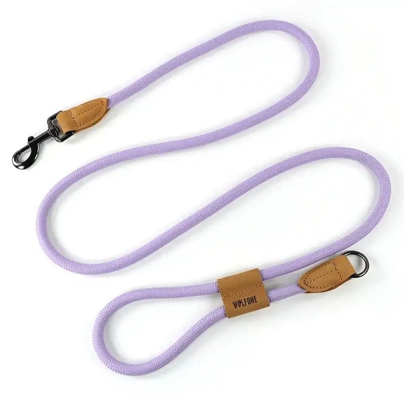 Laisse pour chien mains libres Wolfone 1,8 m réglable avec corde violet clair et hardware noir