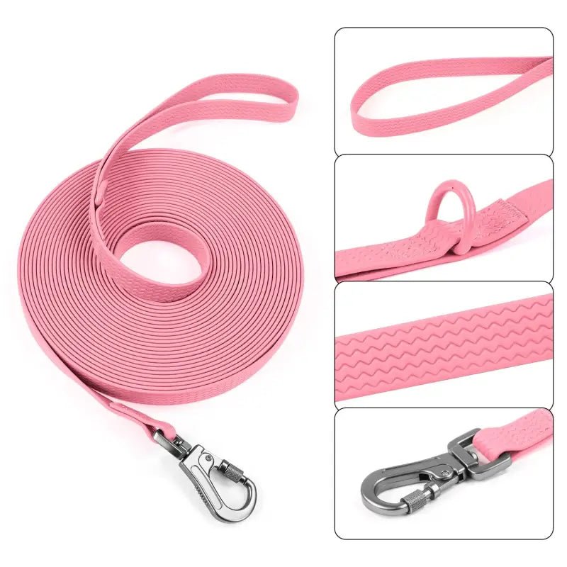 Laisse pour chien Wolfone en PVC imperméable, rose, résistante pour chiens puissants