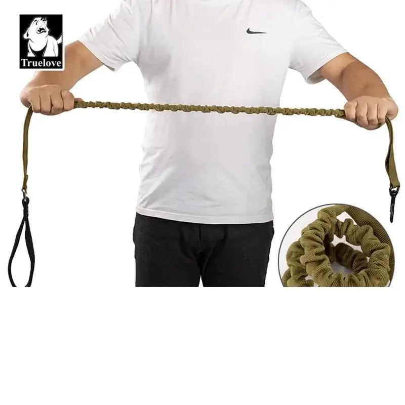 Laisse pour chien olive green, anti-choc et élastique, Truelove pour confort et sécurité