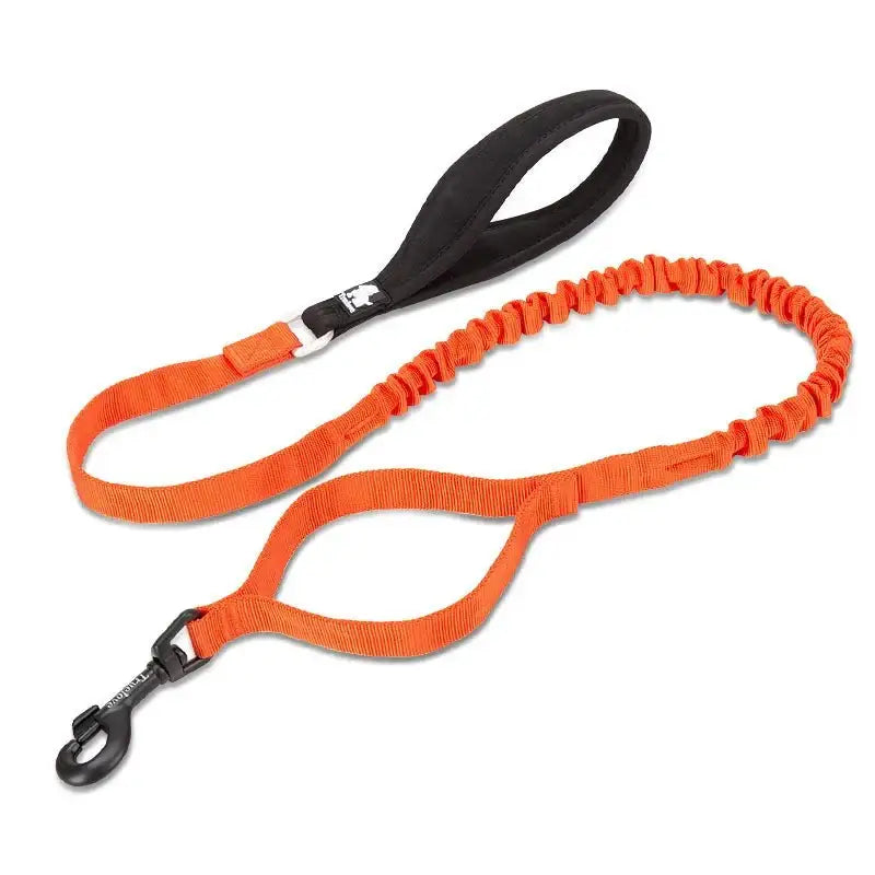Laisse pour chien Truelove anti-choc avec poignée noire et section élastique orange