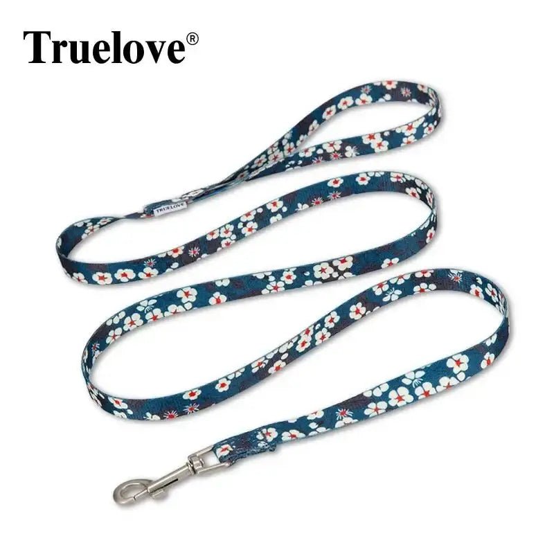 Laisse pour chien TrueLove Flower légère, pour petits chiens, motif floral et clip métallique