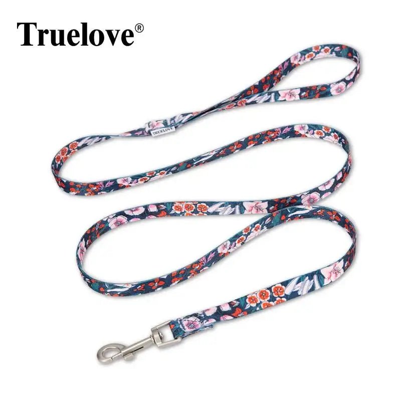 Laisse pour chien TrueLove Flower avec motif floral, métal et clip pour petits chiens